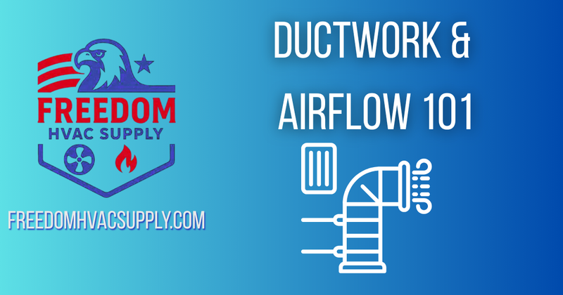 Freedom HVAC Supply graphic showing airflow and ductwork diagram for HVAC systems.