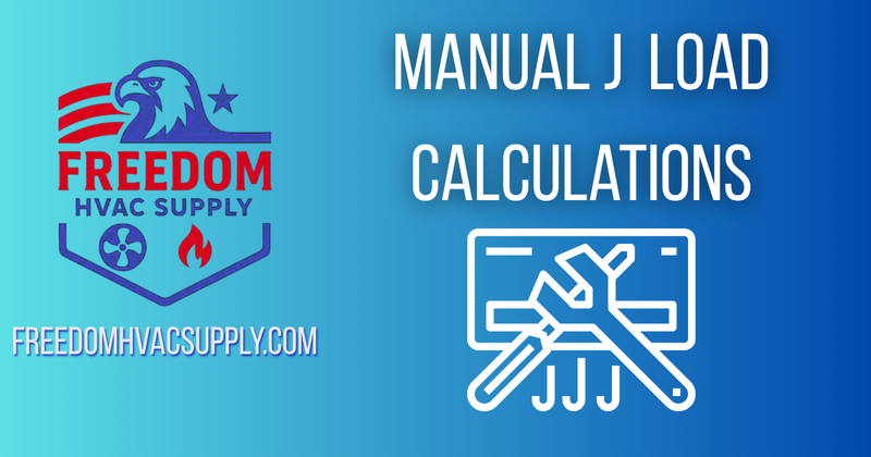 Freedom HVAC Supply graphic showing HVAC load calculation concept and BTU measurement.