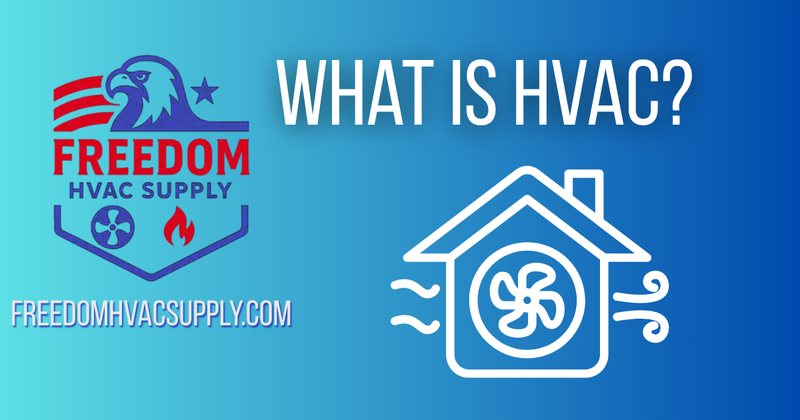 Freedom HVAC Supply graphic with airflow house icon and title ‘What Is HVAC?
