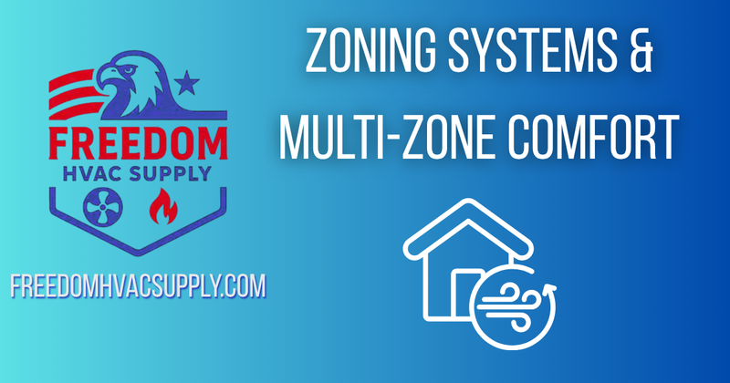 Freedom HVAC Supply graphic showing HVAC zoning system and multi-zone mini-split comfort.