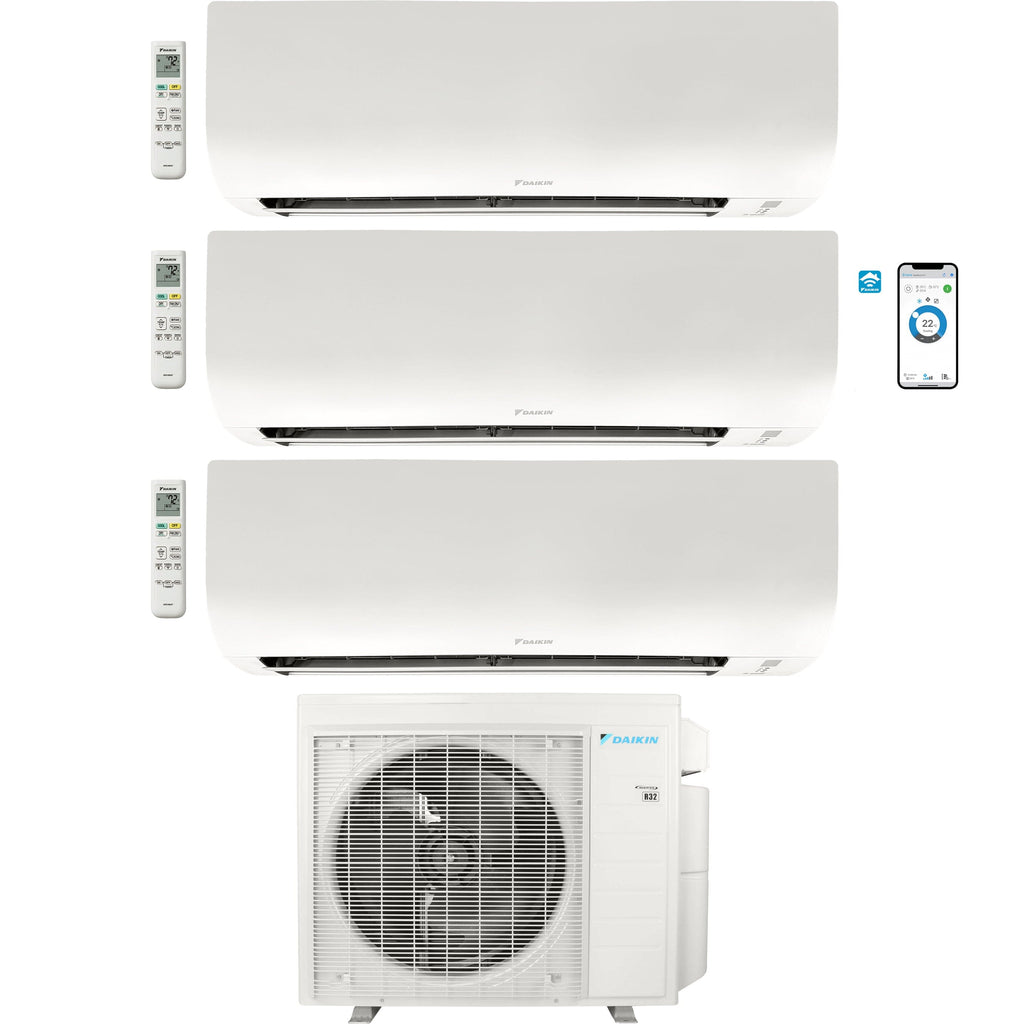 3-Zone Wall Mounted 24,000 BTU Daikin Ductless Mini-Split Heat Pump Air Conditioner 7k + 9k + 18k - 21 SEER2
