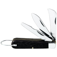 Klein Tools 15506 3-Blade Pocket Knives, Steel Blade, Plastic, Black