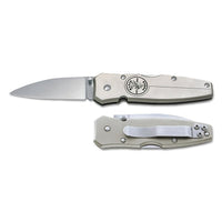 Klein Tools 44001 Lockback Knives, 7.2 in, Drop-Point Stainless Steel Blade, Silver Anodized