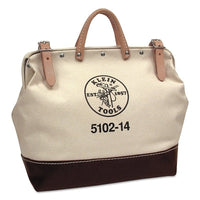 Klein Tools 510214 No. 8 Canvas Tool Bag, 1 Interior Pocket, 6 in W x 14 in H x 14 in L, Natural/Brown