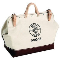Klein Tools 510216 No. 8 Canvas Tool Bag, 1 Interior Pocket, 6 in W x 14 in H x 16 in L, Natural/Brown