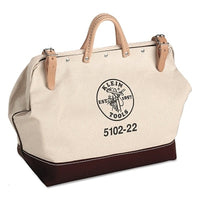 Klein Tools 510222 No. 8 Canvas Tool Bag, 1 Interior Pocket, 6 in W x 15 in H x 22 in L, Natural/Brown