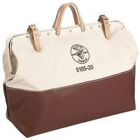 Klein Tools 510520 No. 8 Canvas High-Bottom Tool Bag, No Interior Pockets, 6 in W x 15 in H x 20 in L, Natural/Brown