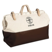 Klein Tools 510524 No. 8 Canvas High-Bottom Tool Bag, No Interior Pockets, 6 in W x 15 in H x 24 in L, Natural/Brown