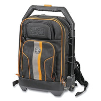 Klein Tools 55604 Rolling Tool Backpack, 28 Compartments, 25.5 in H, 10.25 in W, Black/Orange