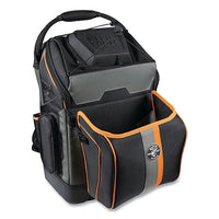 Klein Tools 55665 Tradesman Pro Ironworker and Welder Backpack, 27 Compartments, 24.5 in H, 16 in W, Black/Orange