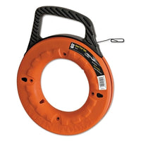 Klein Tools 56002 Steel Fish Tape, 1/8 in W x 65 ft L, Double-Loop Steel Tape End
