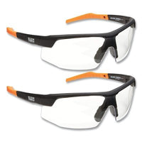 Klein Tools 60171 Professional Safety Glass  Clear  Polycarbonate  Black/Orange Semi-Frame  2 Pack