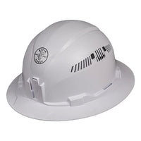 Klein Tools 60401 Hard Hat, 4-point Suspension, Full Brim Vented, White