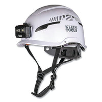 Klein Tools 60526 Hard Hat, with Rechargeable Headlamp, 6-Point with Removable Chinstrap, Class C, White
