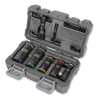 Klein Tools 66070 7 Pc Flip Impact Socket Set, 1/4 in Hex and 1/2 in Square Drive, 6 Point, Inch, Case Included