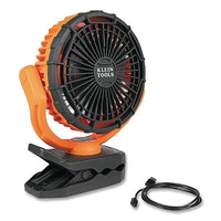 Klein Tools PJSFM2 Rechargeable Clamping Fan, Magnetic/ Clamping/ Hanging Mounting, Orange/Gray