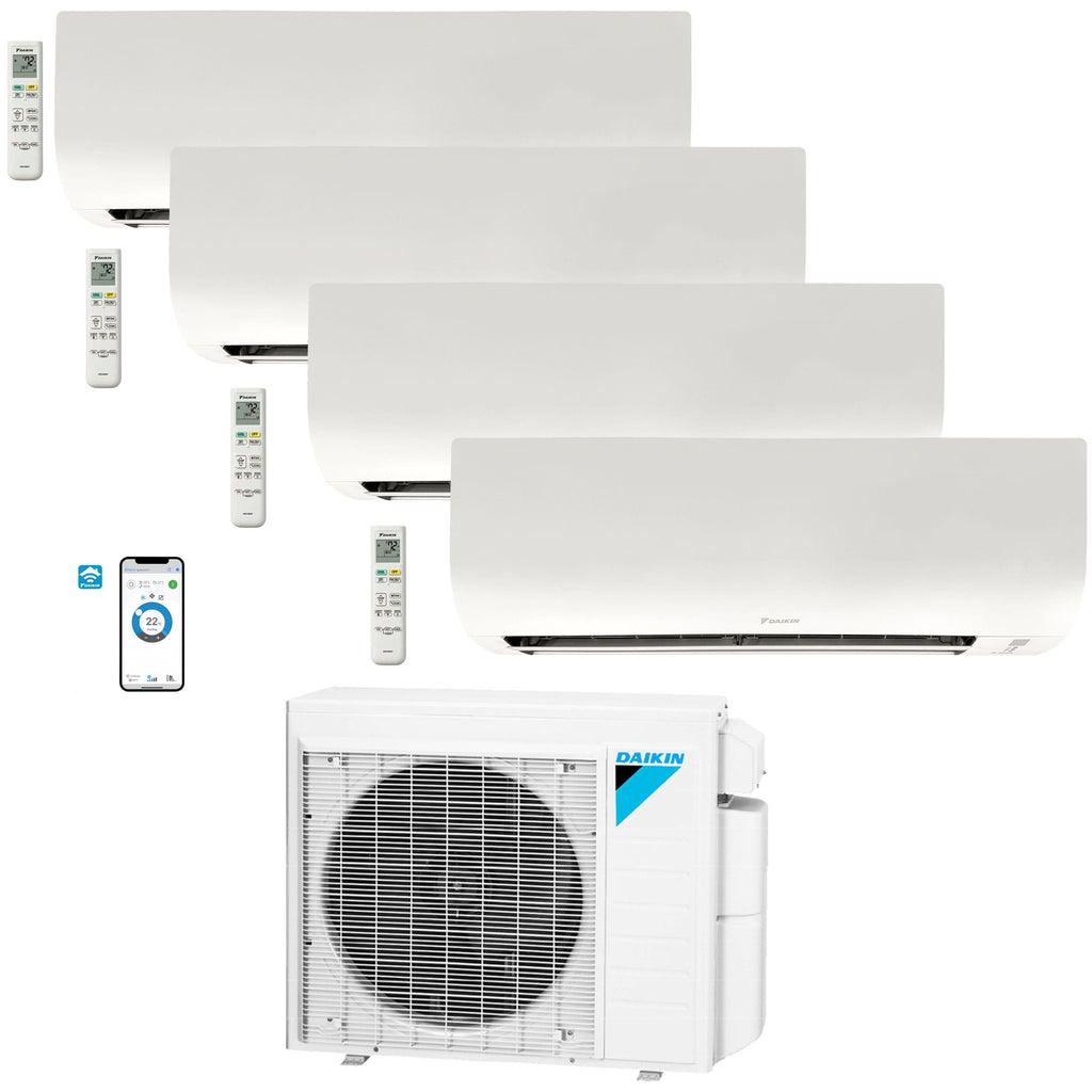 Daikin 4-Zone Wall Mounted Ductless Mini-Split 36,000 BTU Heat Pump Air Conditioner 7k+9k+9k+18k - 20 SEER2 R32 Wi-Fi Enabled