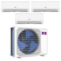 GWIN 21,000 BTU 22 SEER2 230V Three-Zone Ductless Mini-Split Complete System (24k condenser,7K + 7K + 7K Wall Mount) with 15 foot line set and communication wire