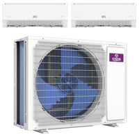 GWIN 21,000 BTU 22 SEER2 230V Two-Zone Ductless Mini-Split Complete System (18k condenser,9K + 12K Wall Mount) with 15 foot line set and communication wire