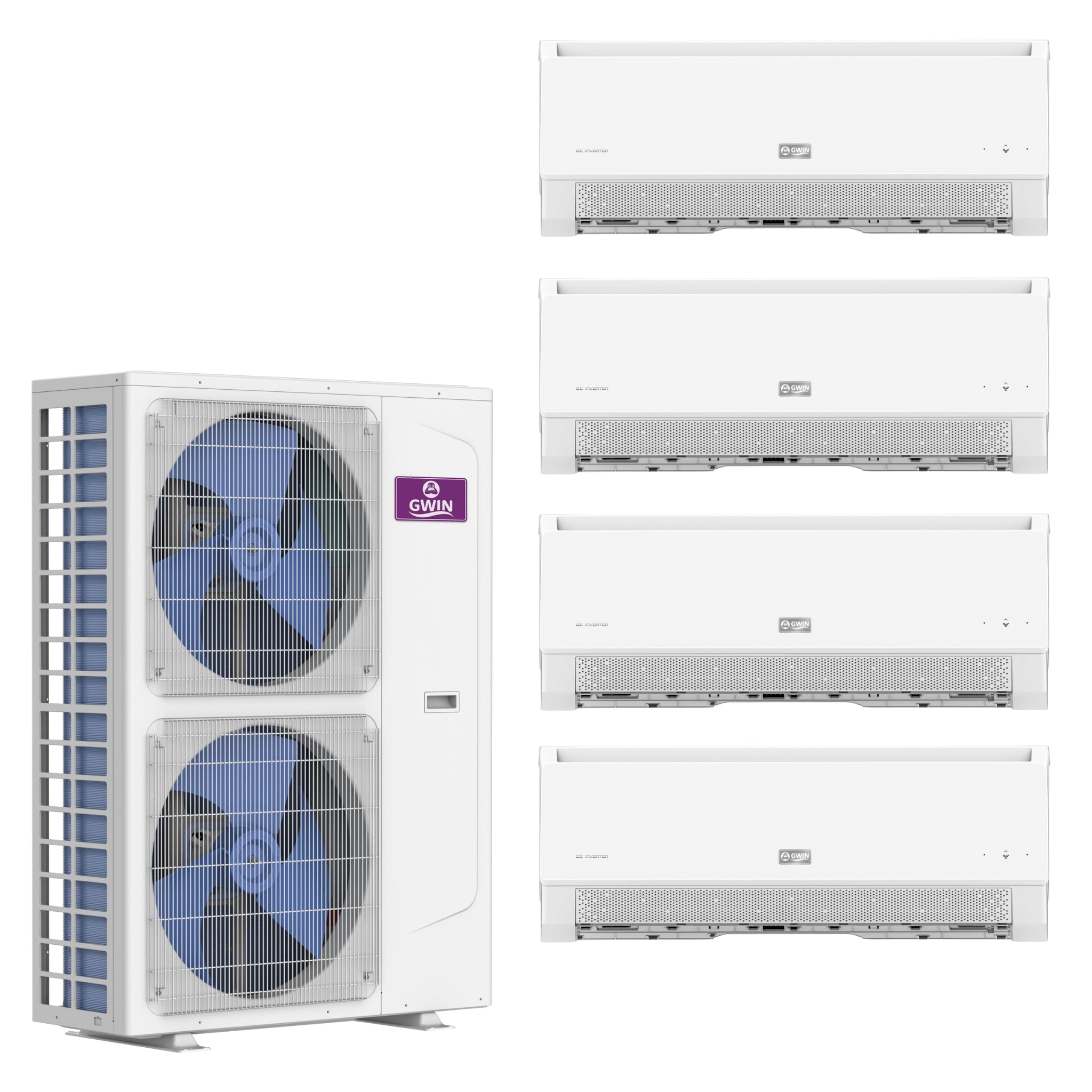Four Split Model GWIN 42,000 BTU 22 SEER2 230V Four-Zone Ductless Mini-Split Complete S ...
