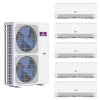 GWIN 45,000 BTU 22 SEER2 230V Five-Zone Ductless Mini-Split Complete System (42k condenser,9K + 9K + 9K + 9K + 9K Wall Mount) with 15 foot line set and communication wire