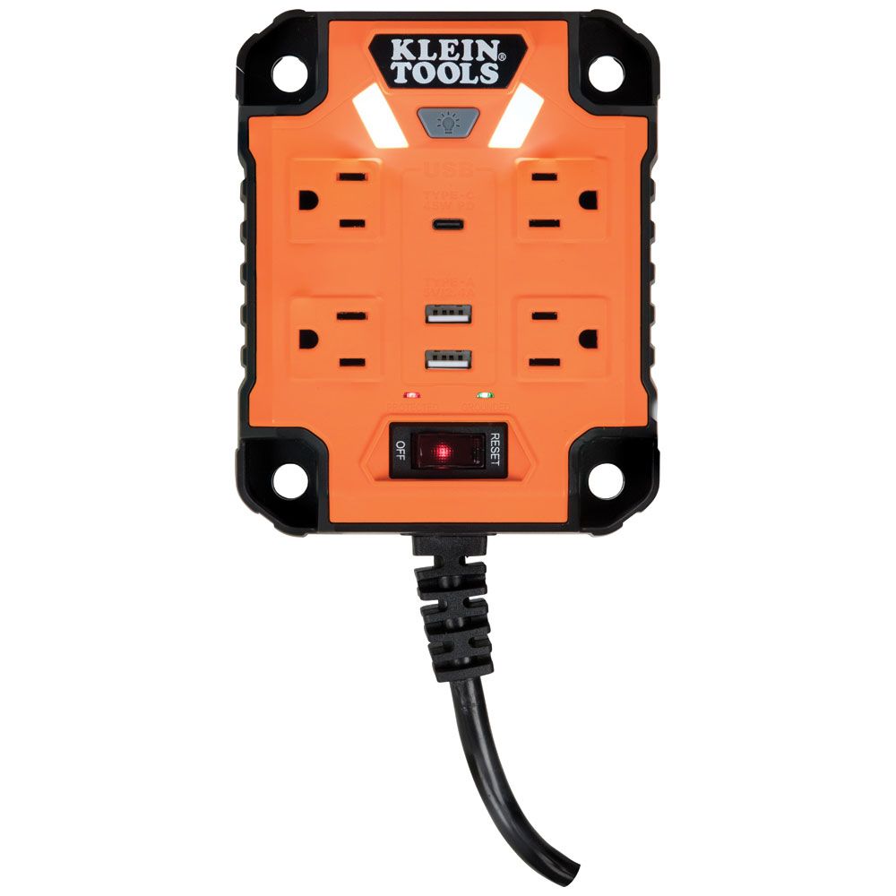 Klein 29601 PowerBox 1, Magnetic Mounted Power Strip with Integrated LED Lights