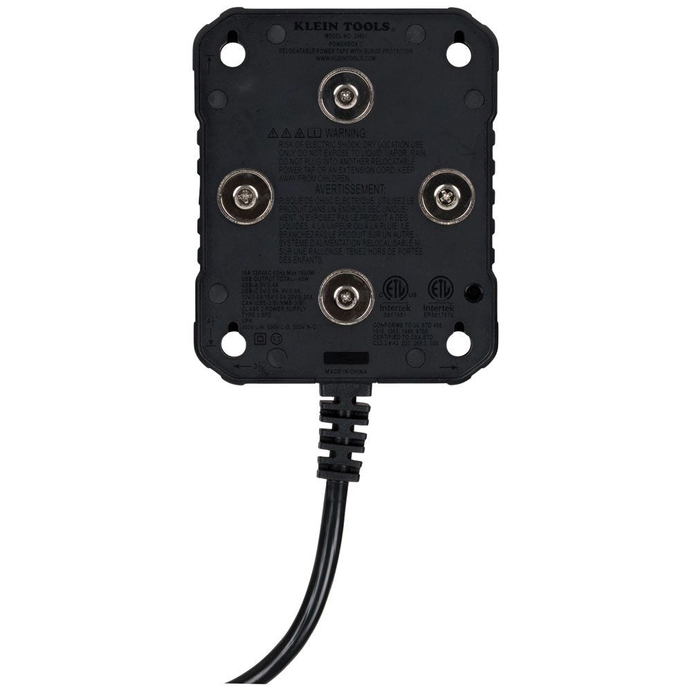 Klein 29601 PowerBox 1, Magnetic Mounted Power Strip with Integrated LED Lights