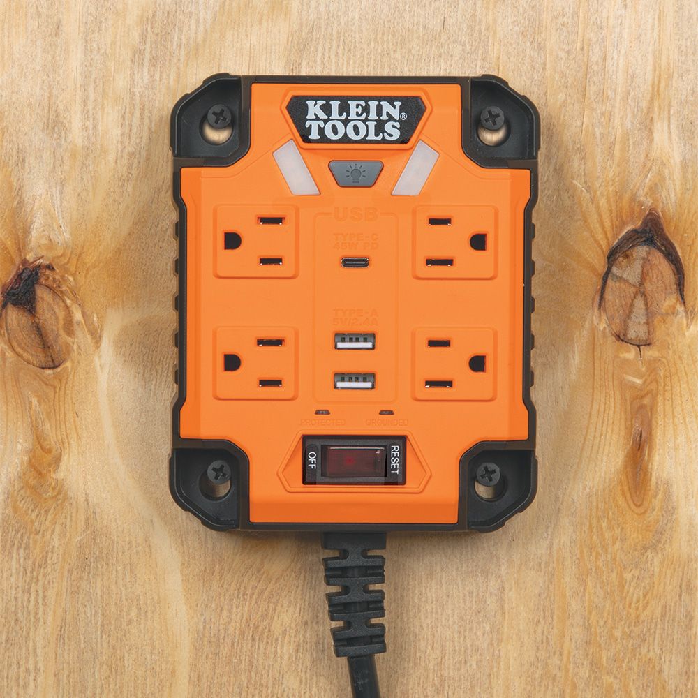 Klein 29601 PowerBox 1, Magnetic Mounted Power Strip with Integrated LED Lights