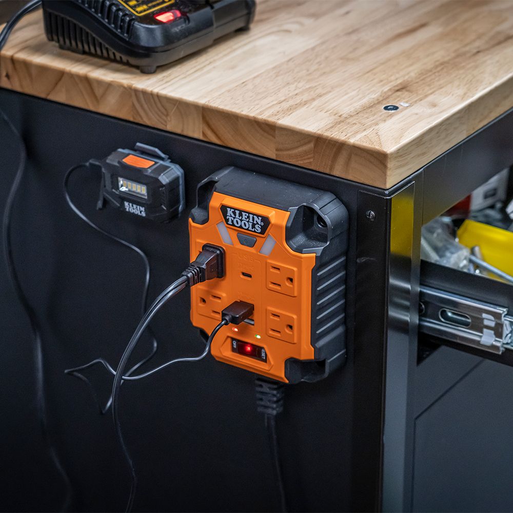 Klein 29601 PowerBox 1, Magnetic Mounted Power Strip with Integrated LED Lights