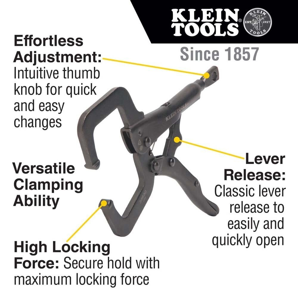 Klein 38631 C-Clamp Locking Pliers With Standard Jaws, 9-Inch