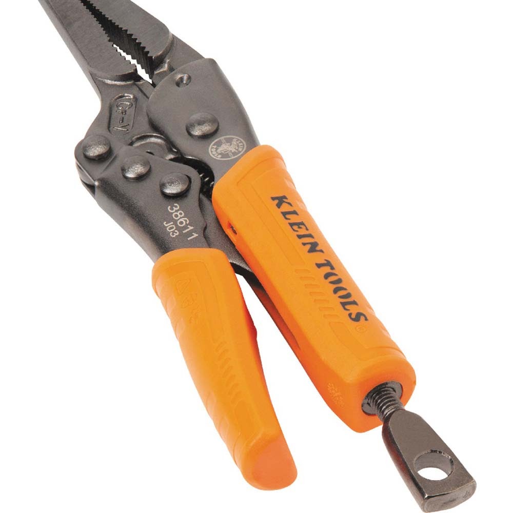 Klein 38664 Locking Pliers Set, C-Clamp, Long Nose, Curved Jaw, 3-Piece