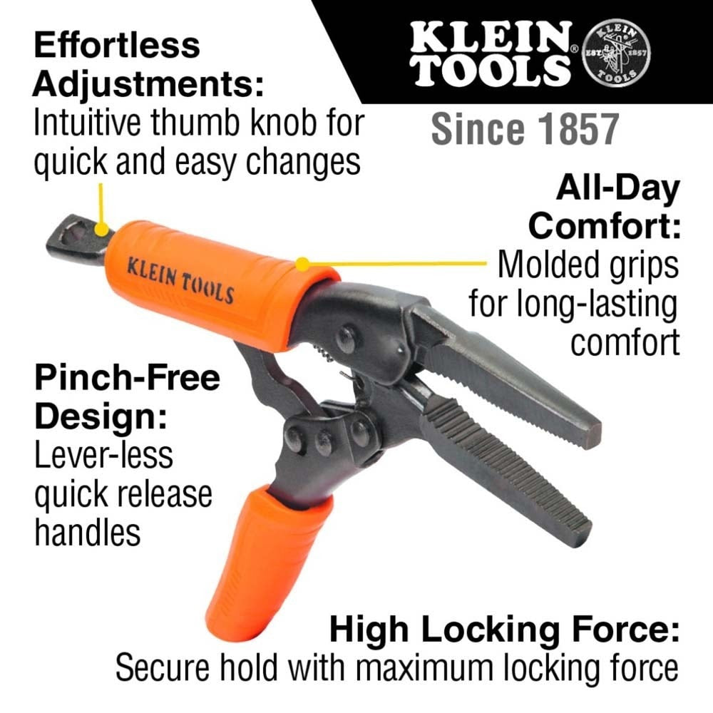 Klein 38665 Locking Pliers, Long Nose 6-Inch, Curved Jaw 7- and 10-Inch, 3-Piece