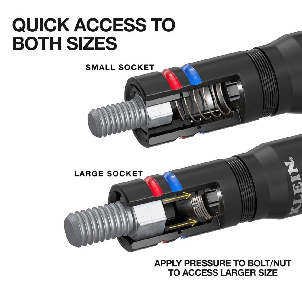 Klein 653QS KNECT Quad-12 Deep-Well Heavy-Duty Impact Flip Sockets, SAE, 6-Piece