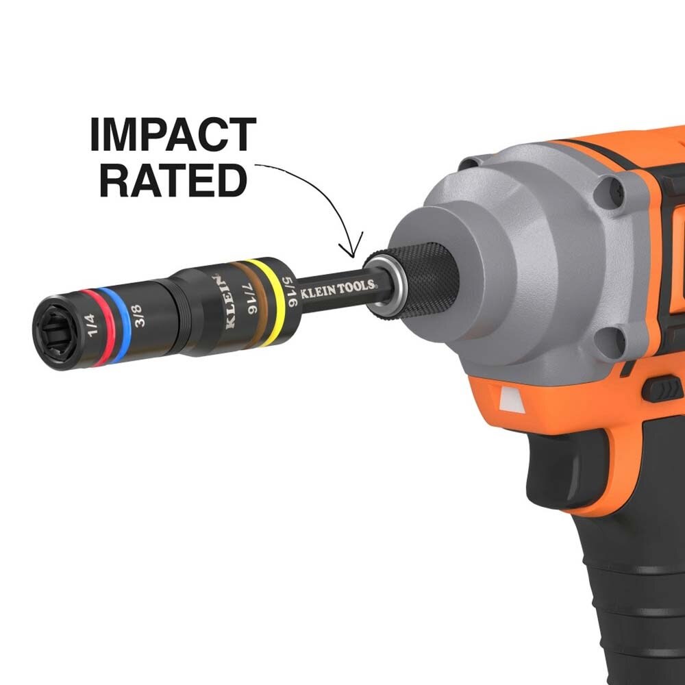 Klein 653QS KNECT Quad-12 Deep-Well Heavy-Duty Impact Flip Sockets, SAE, 6-Piece
