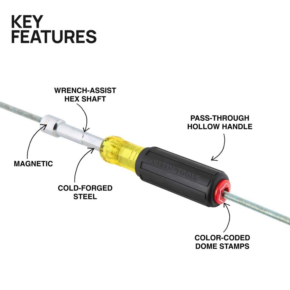 Klein 65412 Color-Coded Hollow-Shaft Heavy-Duty Nut Driver, 1/2-Inch