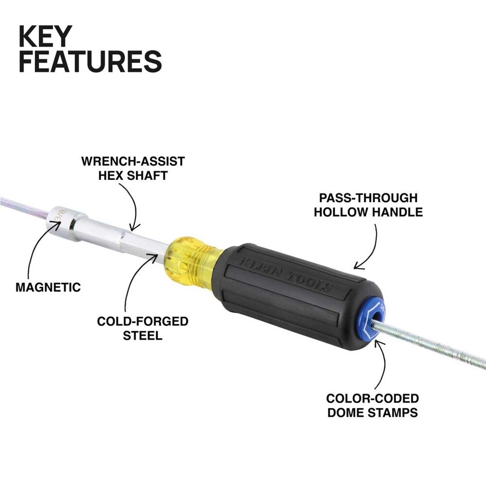 Klein 65438MAG Color-Coded Magnetic Hollow-Shaft Heavy-Duty Nut Driver, 3/8-Inch
