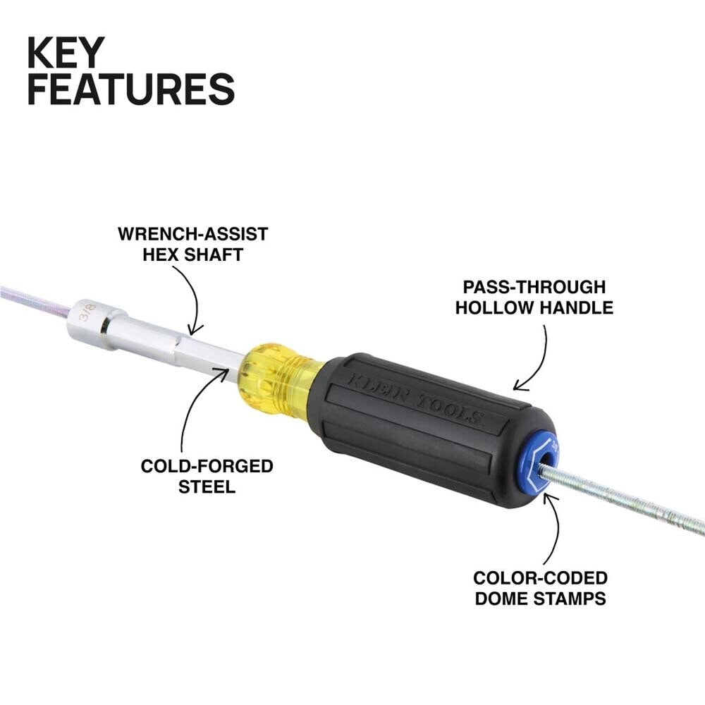 Klein 65438 Color-Coded Hollow-Shaft Heavy-Duty Nut Driver, 3/8-Inch