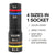 Klein 654QS KNECT Quad-16 Heavy-Duty Impact Flip Sockets, SAE and Metric, 6-Piece