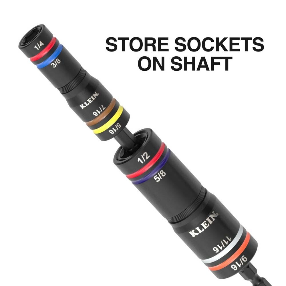Klein 656QS KNECT Quad-24 Heavy-Duty Impact Flip Sockets, SAE and Metric, 9-Piece