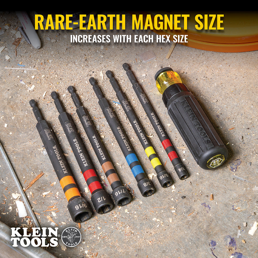 Klein 716PNDHC 7/16" Hollow Magnetic Color-Coded Power Nut Driver
