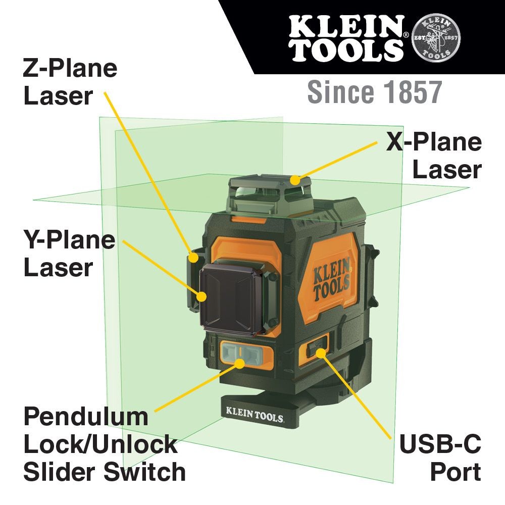 Klein 93PLL Rechargeable Self-Leveling 360 Green Planar Laser Level