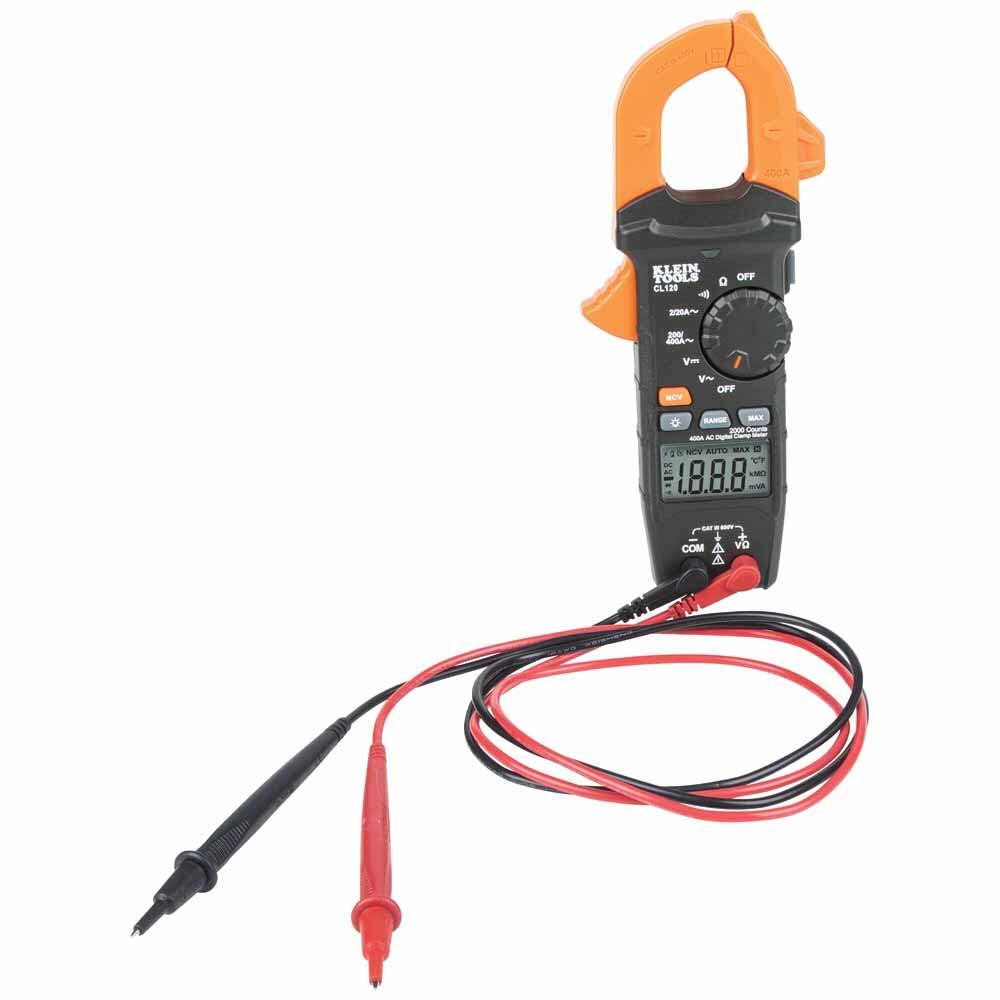 Klein CL120 Digital Clamp Meter, AC Auto-Ranging 400 Amp