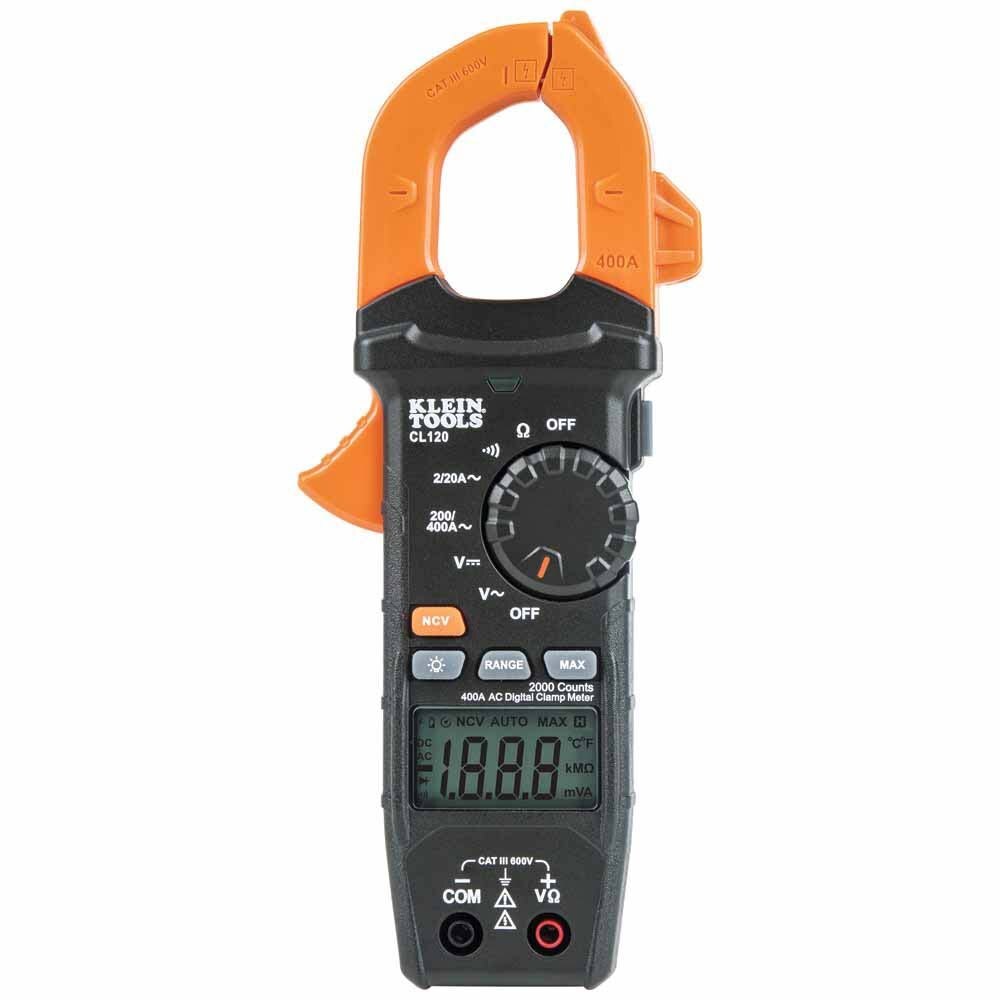 Klein CL120 Digital Clamp Meter, AC Auto-Ranging 400 Amp