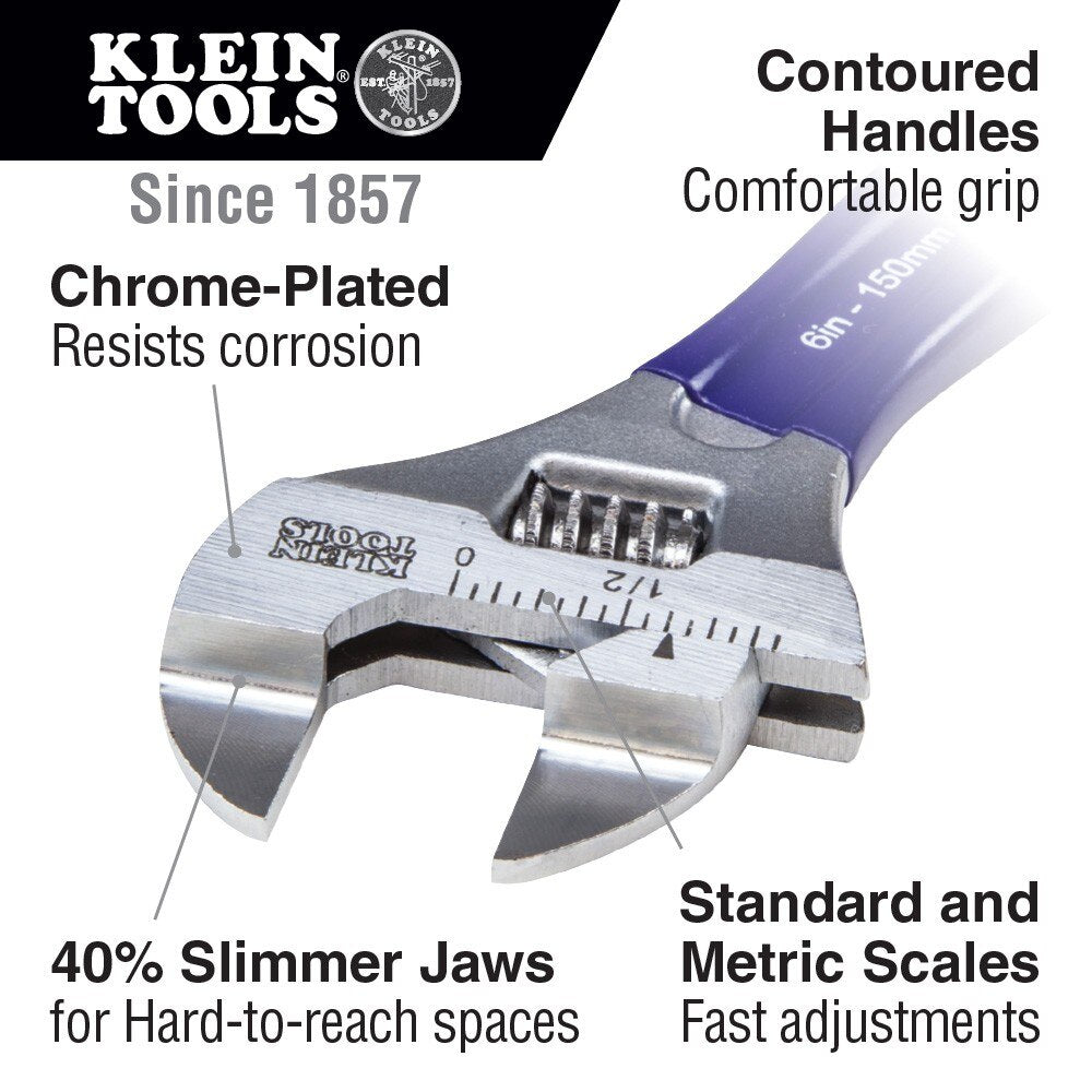 Klein D86932 Slim-Jaw Adjustable Wrench, 4"