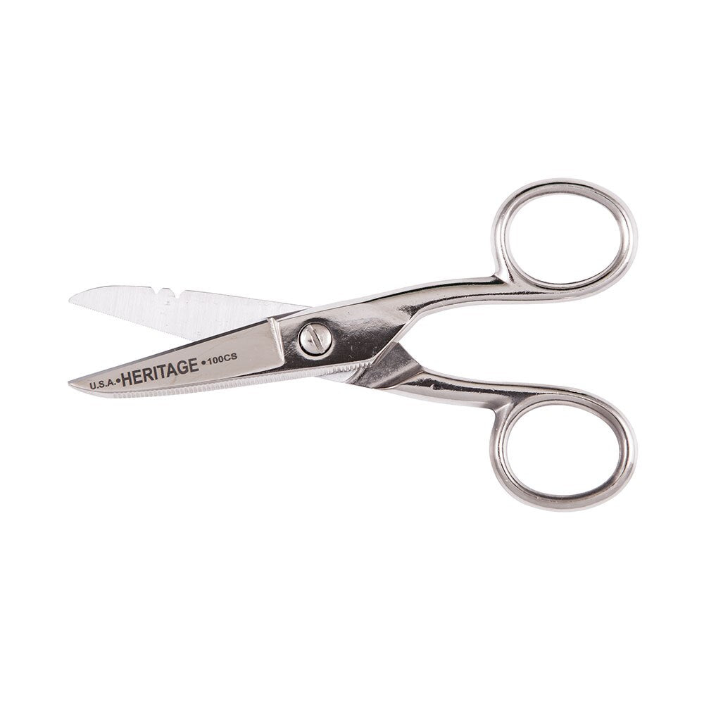 Klein G100CS Electrician Scissor, Stripping Notches, Serrated