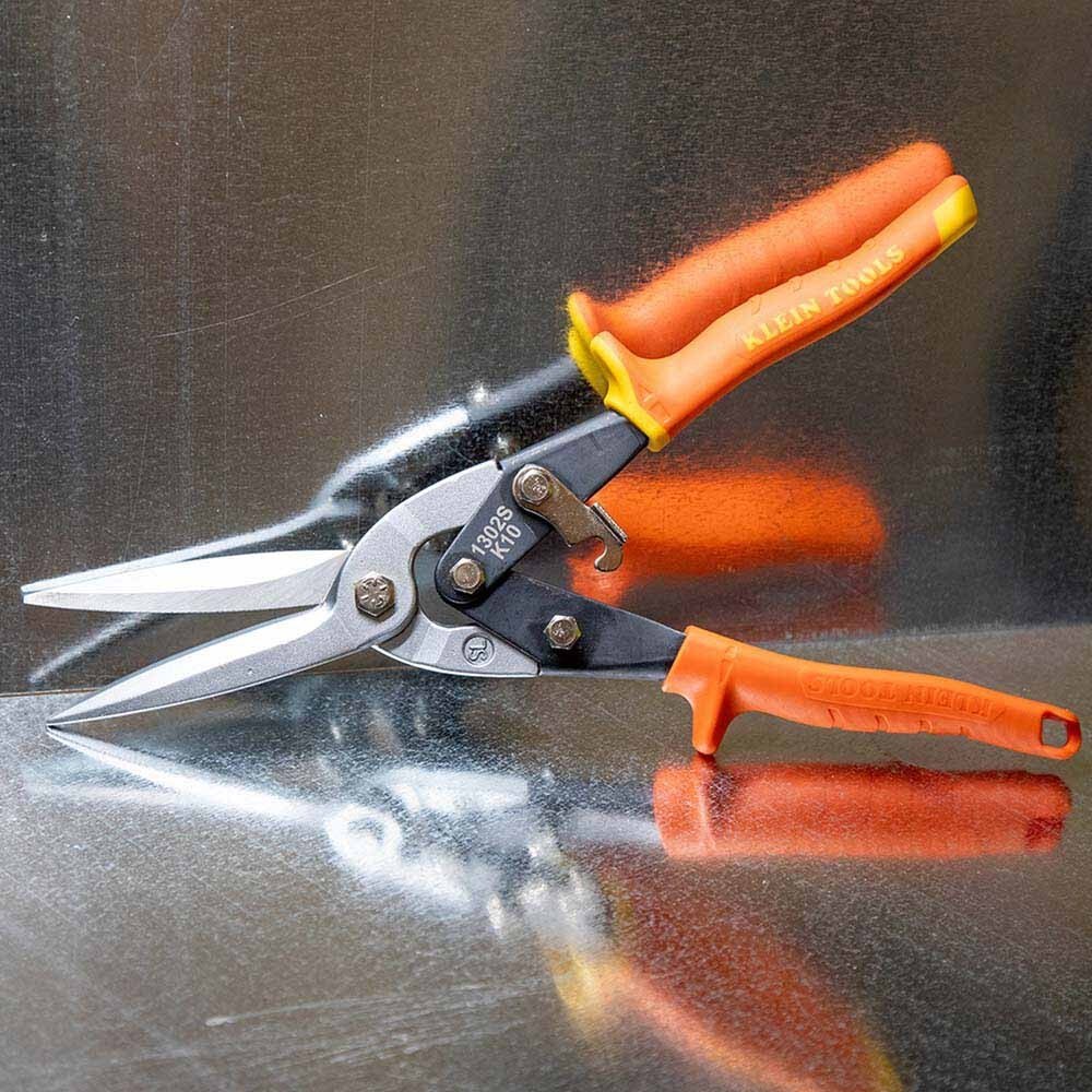 Klein 1302S Long Cut Aviation Snips, Straight