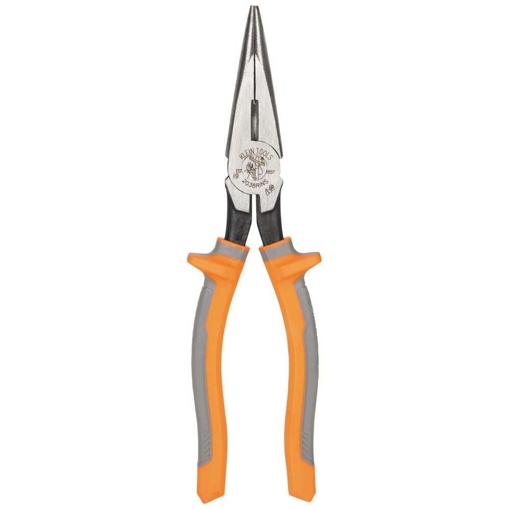 Klein 2038RINS Pliers, Long Nose Side-Cutters, Insulated, 8"