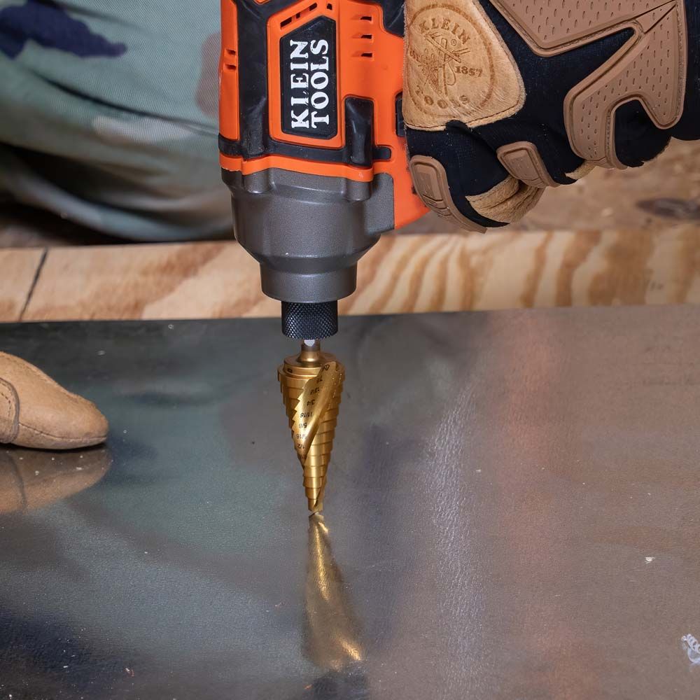 Klein 25963 Step Drill Bit, Spiral Double-Fluted, 1/4" to 3/4", VACO