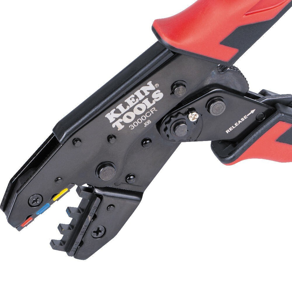 Klein 3007CR Ratcheting Heat Shrink Terminal Crimper, 10 to 22 AWG Wire