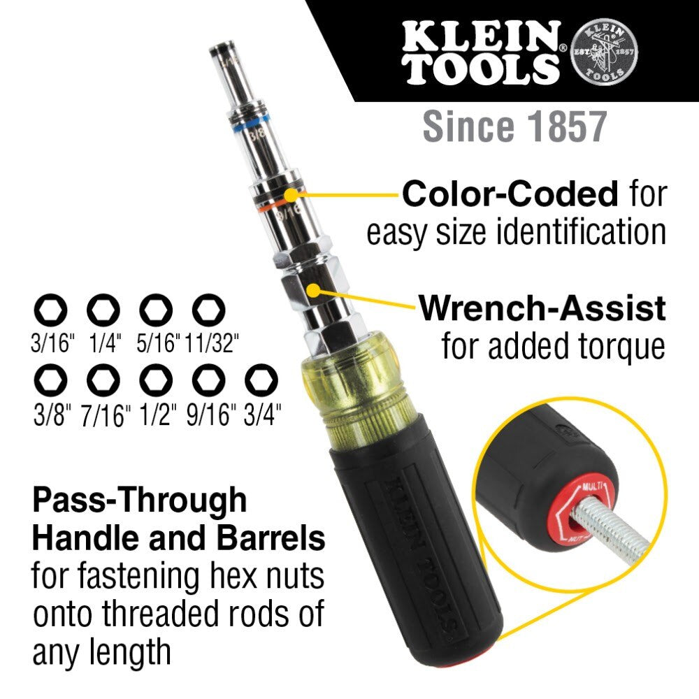 Klein 328091 9-in-1 Pass Through Multi-Nut Driver